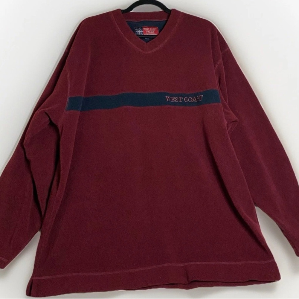 West Coast Polar Fleece Sweater XL Burgundy Long Sleeve Pullover Outdoor Hike‎